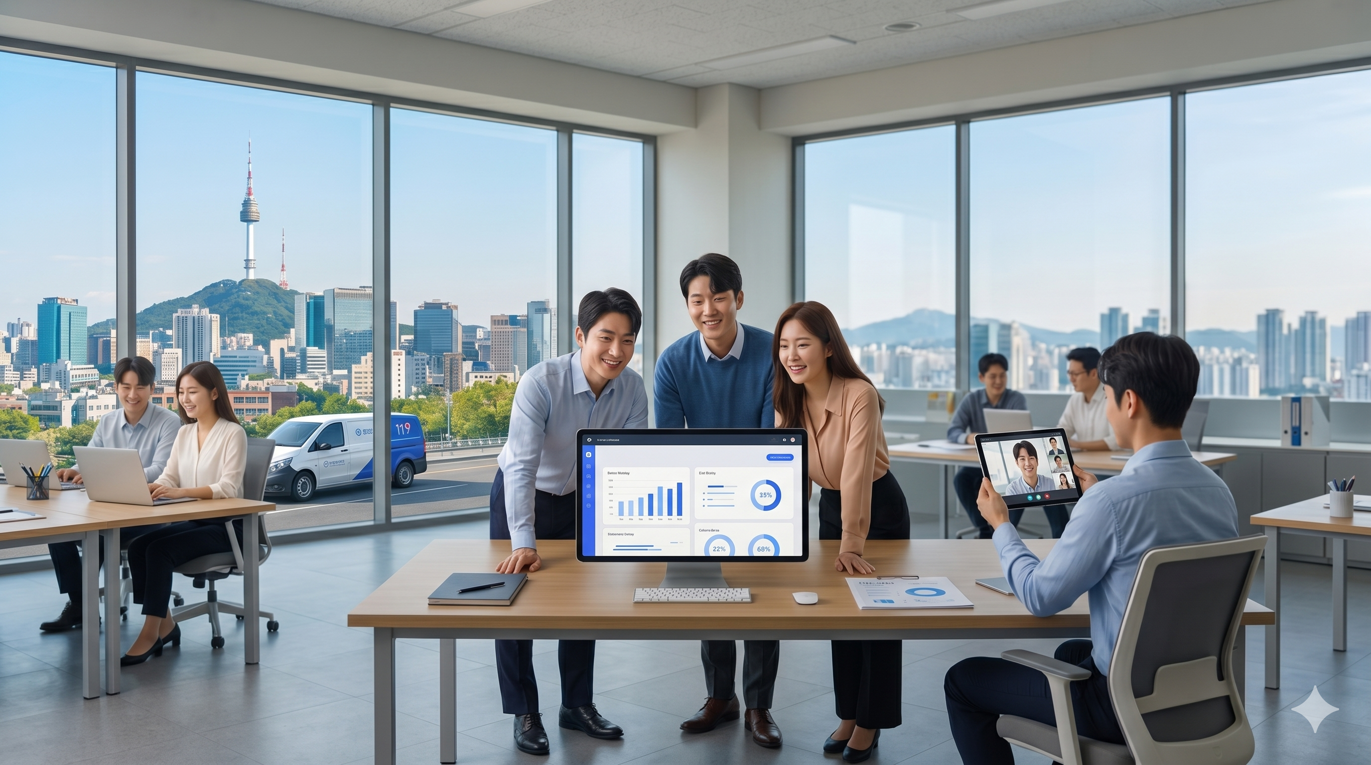 상담 신청 페이지를 위한 팀 협업 배경 이미지